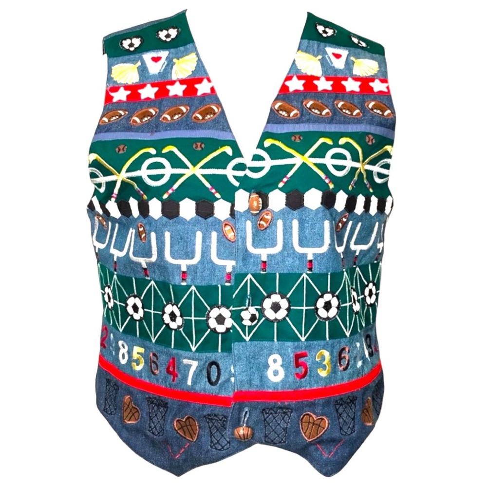Rare Vintage Sports Embroidered Vest